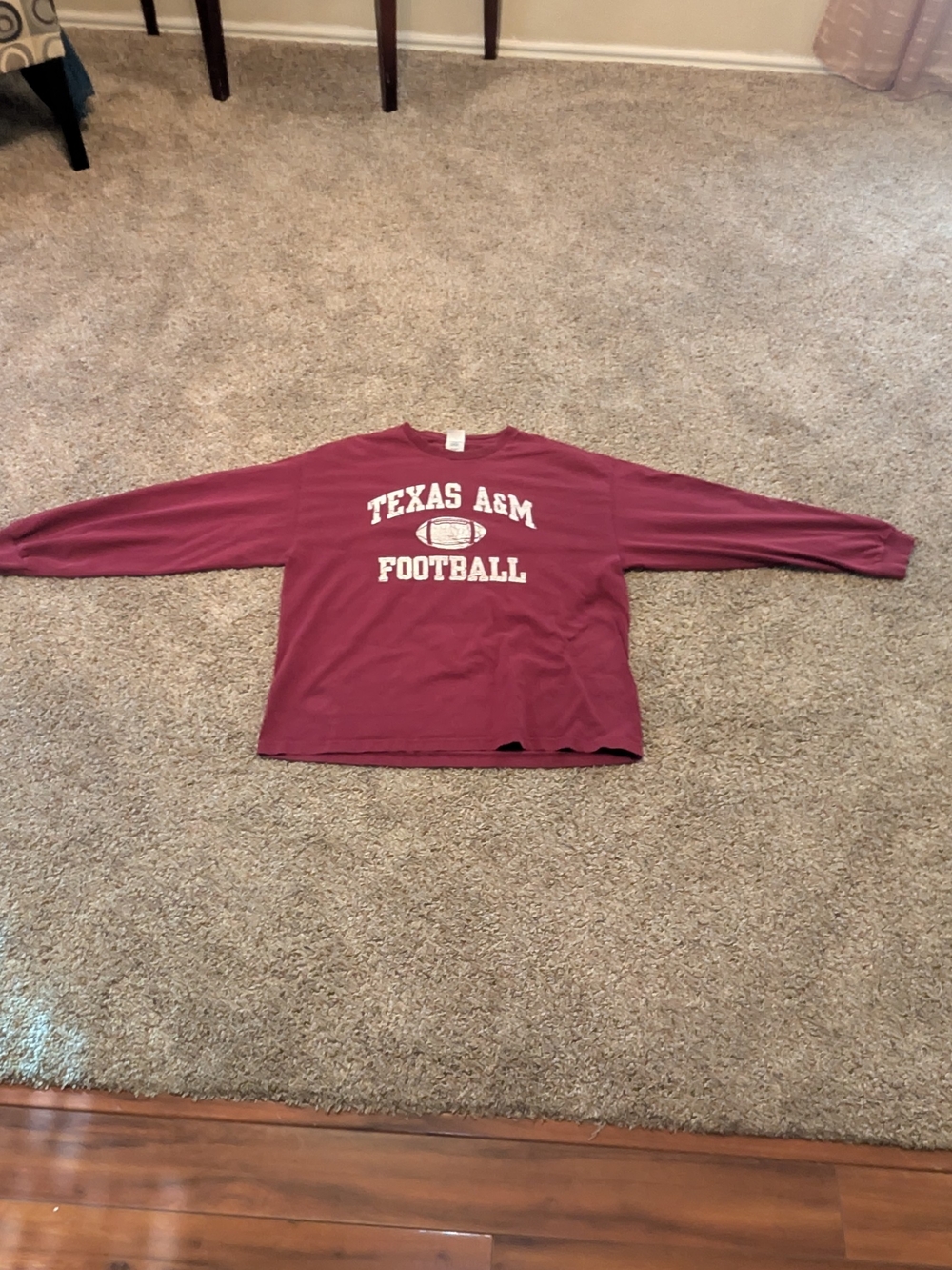 Vintage Alstyle Texas A&M Football Long Sleeve Shirt Maroon Mens 2XL AAA USA